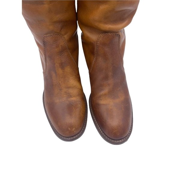 J. Crew Size 6 Brown Leather Double Buckle Accent Tall Boots Western Style - Picture 5 of 12
